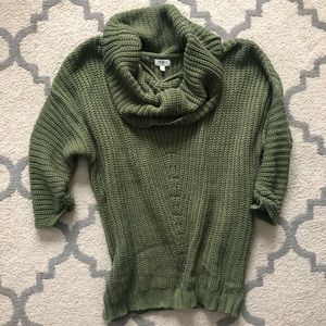 Olive green slouchy cowl neck sweater